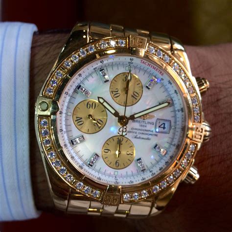 breitling chronograph with diamonds on face|breitling chronometer.